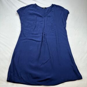 Madewell Dress Size L Blue V Neck Short Sleeve Shift Casual‎